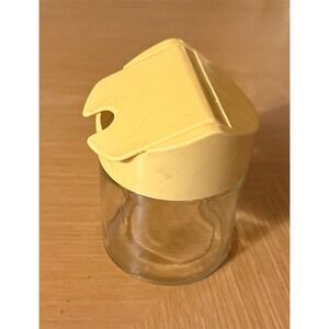 Vintage GEMCO Sugar Dispenser Glass Jar Yellow Flip-Top Lid Mid Century